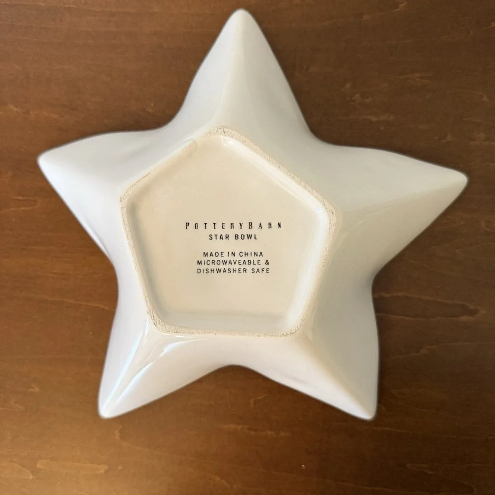 Pottery Barn Star Shaped Candy Bowl Dish Distressed Glaze Edge 9